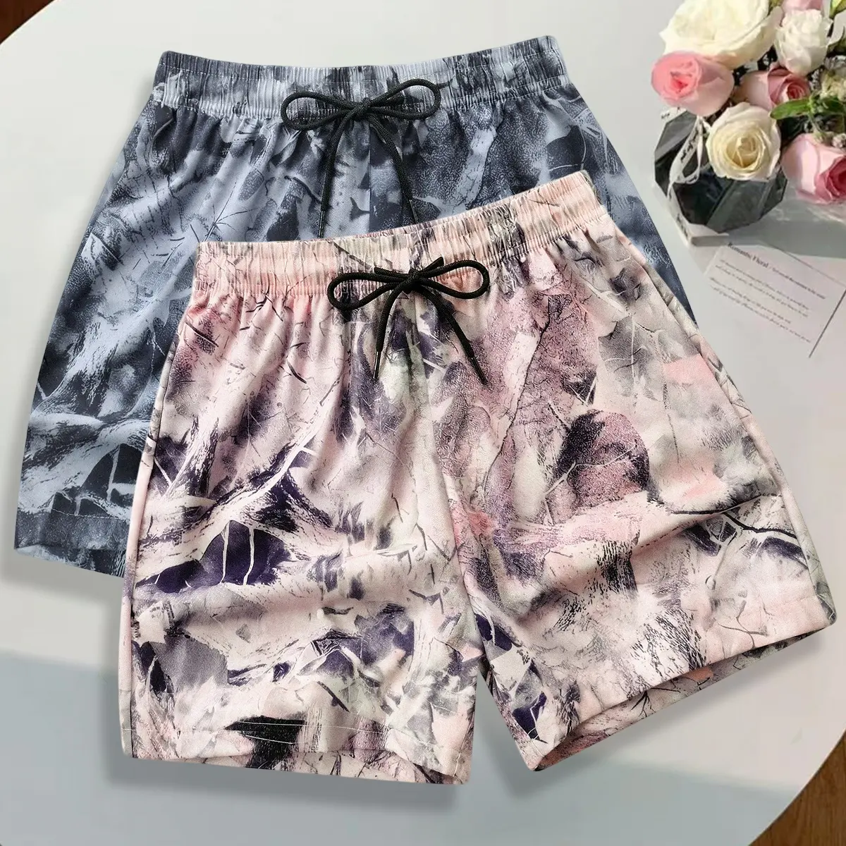 Women’s summer 2-piece shorts set, printed shorts outfit suitable for everyday wear—simple yet versatile, comfortable shorts.,back to school shopping