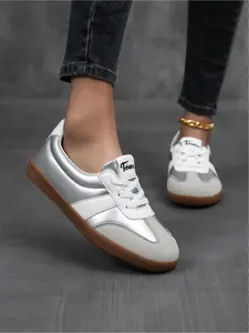 Trendy Striped Lacing Women's Casual Trainer Shoes | Non-Slip for Daily & Outdoor Walking Shoes