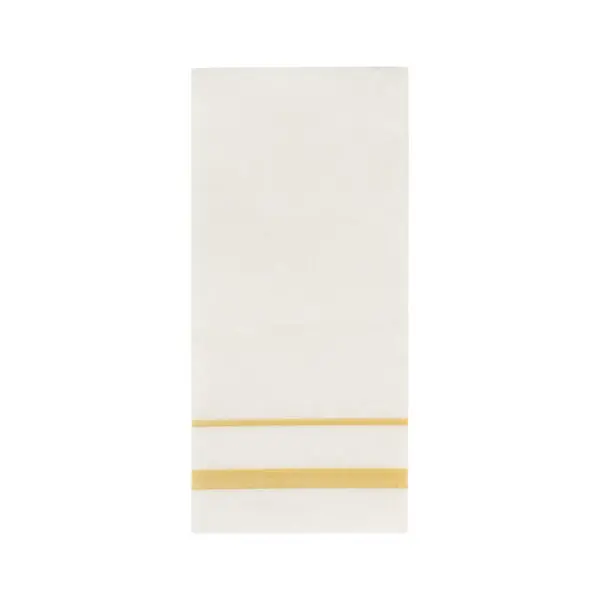 Linen Like Guest Towels With Gold/Silver Line 20 Per Pack - White