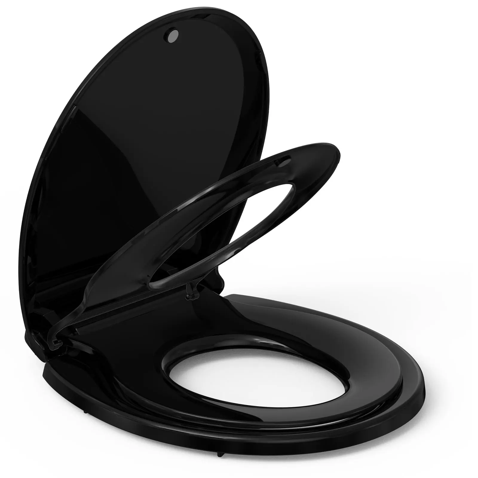 【GARVEE】Round Toilet Seat 19'' with Built-In Toddler Seat, Soft Close, Slow Close with Magnets, Fits Both Adults and Children, Easy Installation and Release, Black