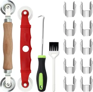Window Screen Repair Kit Mesh Screen Spline Roller Repair Tools Kit with Screen Installer Clips, Metal and Plastic Spline Fixing Tool Kit for Window Screen1 WIWAPLEX