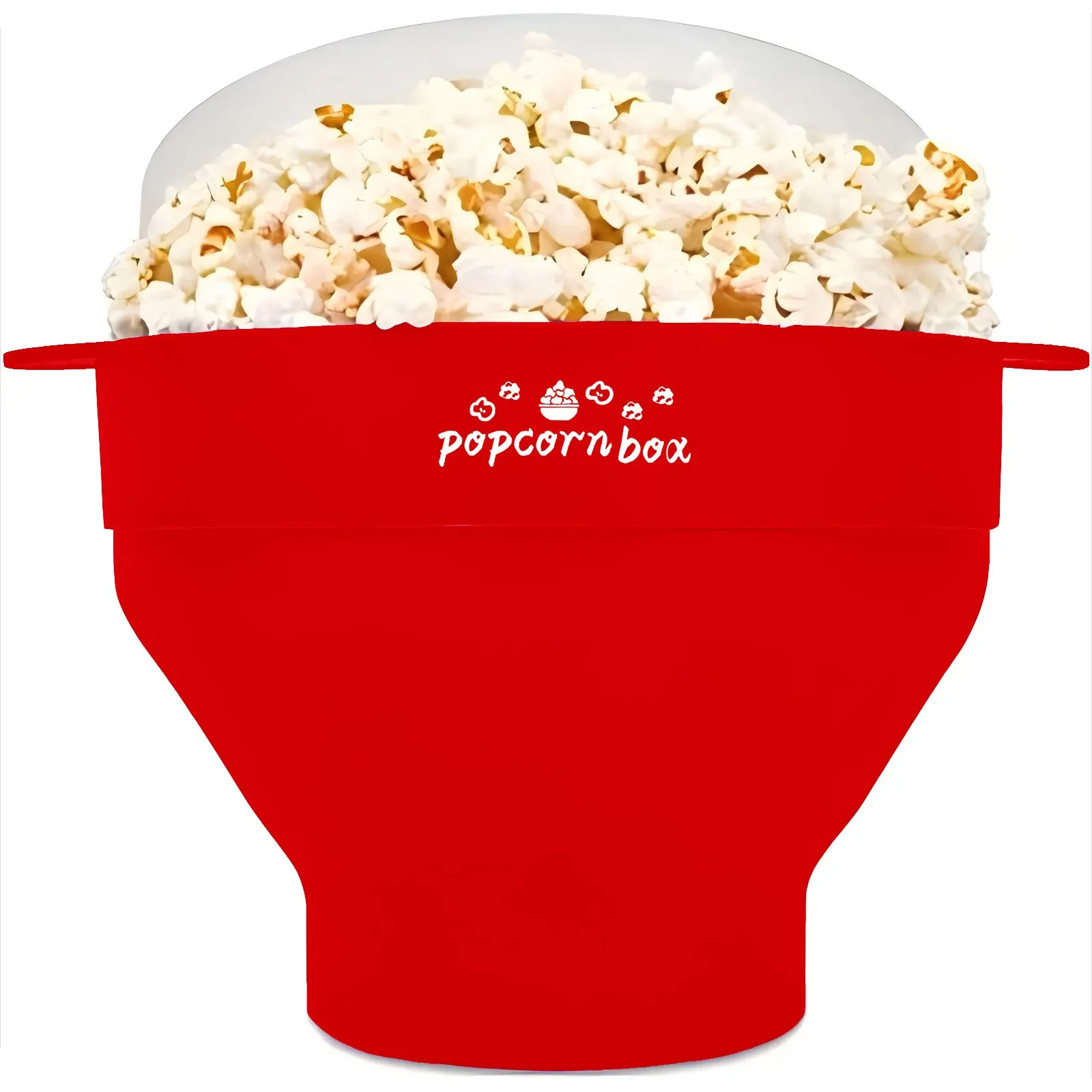 1pc Foldable Silicone Popcorn Bowl printed pattern with Handle High Temperature Resistant with Lid Microwave Heatable Silicone Popcorn Bucket Popcorn Bowl Dishwasher Easy To Clean Collapsible Bowl