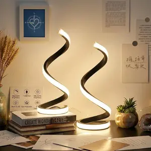 60cm USB-Powered Wave Shape LED Desk Lamp, Aluminum Alloy, Dimmable 3-Color Light for Minimalist Bedroom & Office