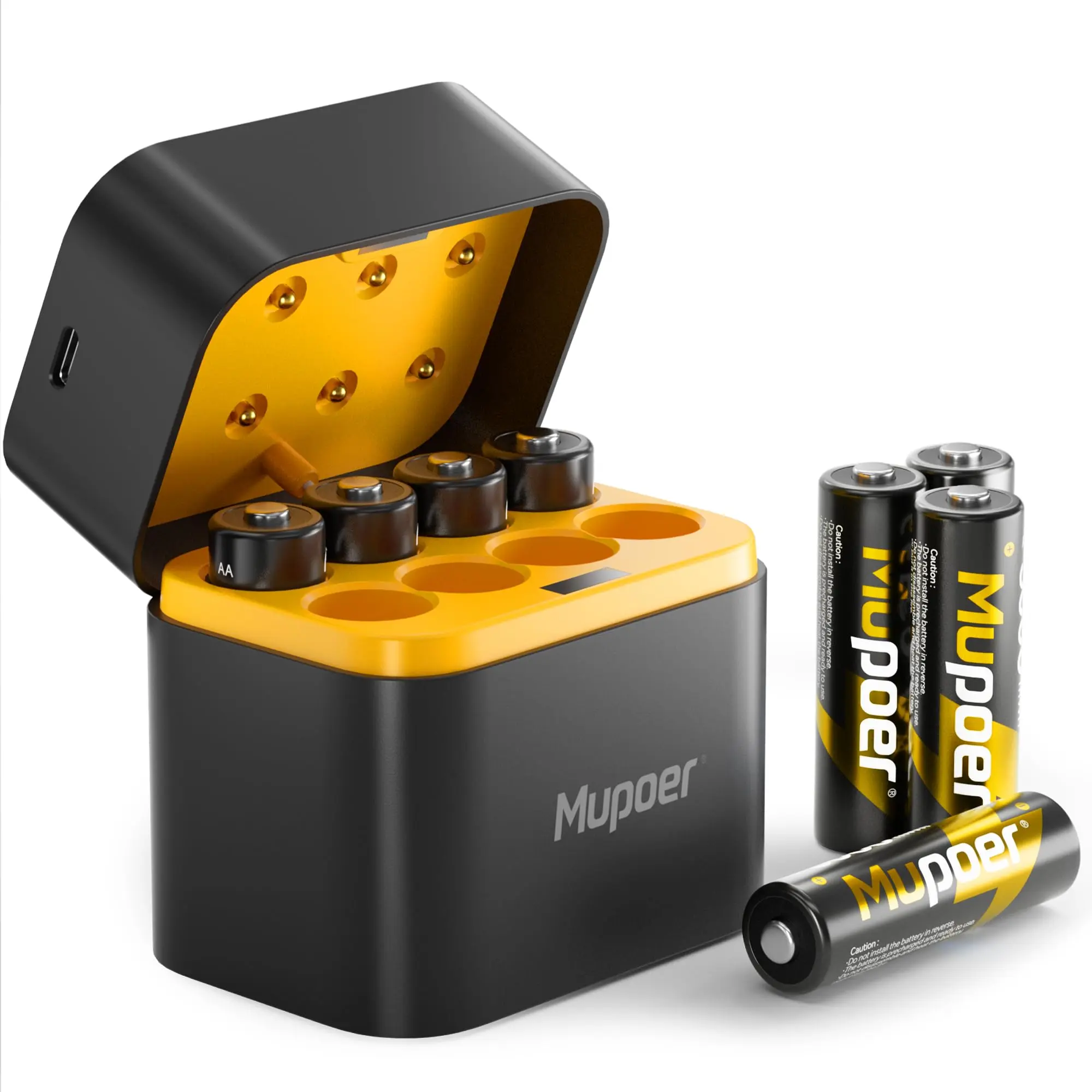 Mupoer Rechargeable Lithium AA Batteries with Type C Charger 1.5V 3000/3600 mWh Double A Batteries for Xbox Blink Camera & Smart Home Devices