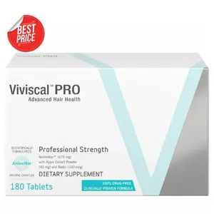 Viviscal Professional Dietary Supplement for Hair Growth - 180 Tablets, Clinically Formulated, Drug-Free, Suitable for Men & Women - Edible, Healthcare