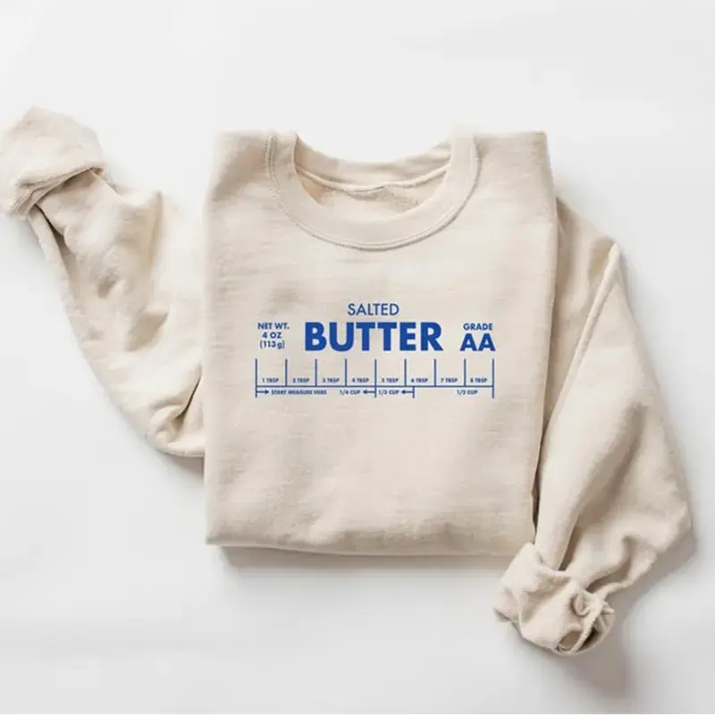 Salted Butter Sweatshirt, Funny Butter Graphic Crewneck, Gift for Bakers and Butter Lovers