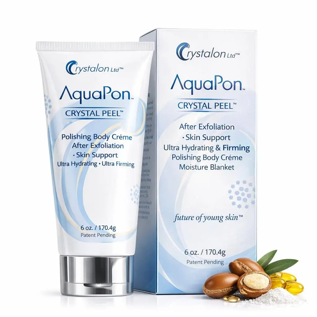 Crystal Peel AquaPon Hydrating Body Cream – Daily Face & Body Moisturizer for Dry & Sensitive Skin, Fragrance-Free Post-Exfoliation Body Cream with Argan & Glycerin – 6 oz