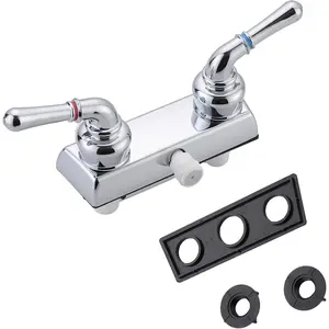 Shower Dual Faucet, RV Shower Faucet Replacement, RV Shower Faucet Valve Diverter with Winged Levers, Bathroom Faucet Valve Diverter with Classical Handles (Chrome)
