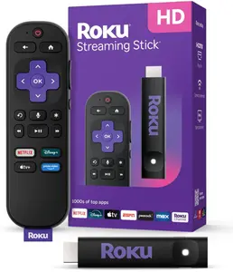 Roku Streaming Stick HD 2025 - HD Streaming Device for TV with Roku Voice Remote, Free & Live TV, High-Definition Streaming, Voice-Controlled, Ideal for TV Viewers