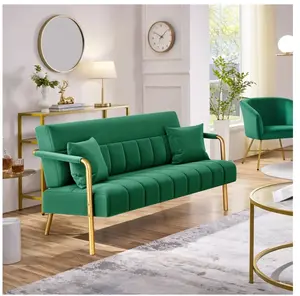 56.5'' W Modern Upholstered Sofa Couch with 2 Pillows, Green