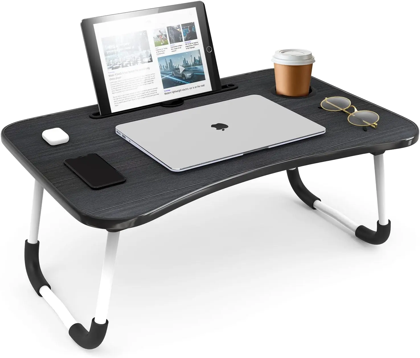 Nestlé Foldable Laptop Desk - Portable, Lightweight, Ergonomic Pre-Assembled Office Furniture Workstation, Aluminium Build, 14.5"d x 22"w x 8.5"h, Fits 17" Laptop & 11.75"x19" Tablet, Small/Large Options for Bed, Couch Use, Lap Desk