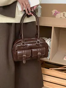 New Fall Winter Large Capacity Shoulder Bag, Korean Style Vintage Bowling Handbag, Fashion Commuter Underarm Bag for Women