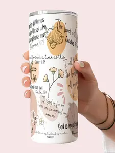 Christian Affirmation Tumbler 20 oz Stainless Steel with Bible Verses & Reusable Straw BPA Free Hot Cold Drinkware Bottle Lid Metal Reusable Portable