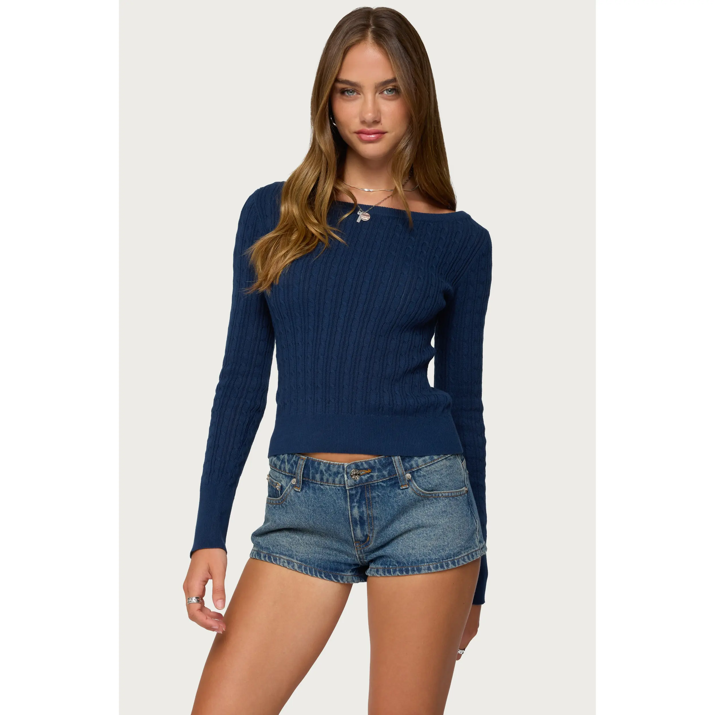 Larah Boat Neck Cable Knit Sweater
