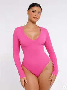 V-Neck waist shaping tummy control bodysuit
