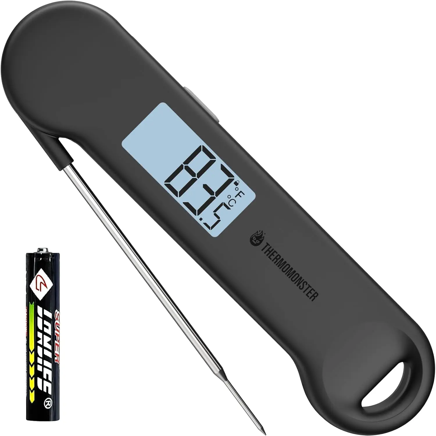 0.5 Sec Instant Read Grill Meat Thermometer Digital Food Cooking BBQ, Black | ±0.5°F Precision, Auto Flip Digital LCD Display, Ideal For Meat, Candy, Grill, BBQ, Food Thermometer for Kitchen Gadgets