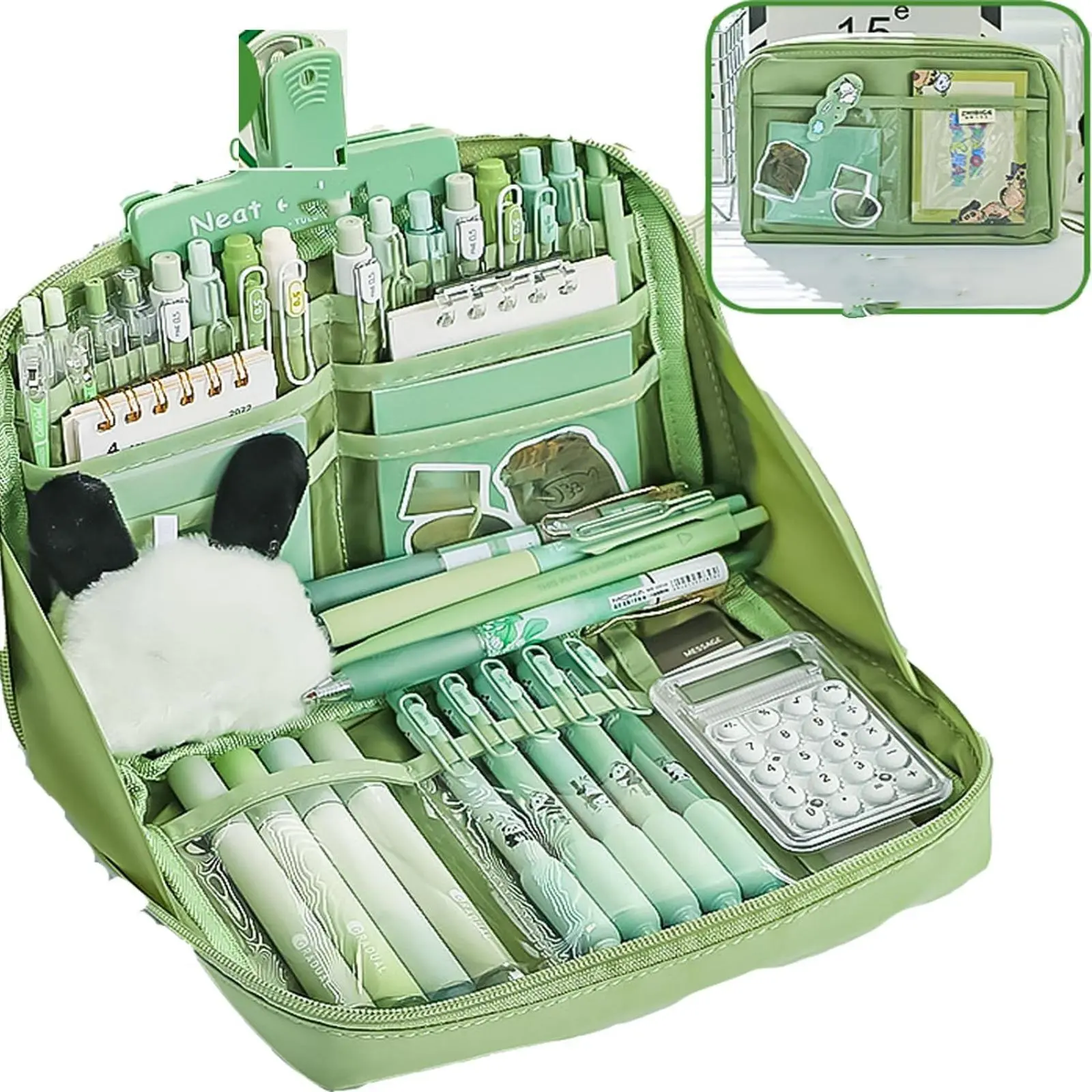 Capybara pencil case with 12 compartments, cute capybara pencil case, large-capacity pencil case, cartoon student pencil bag storage bag, Writing Stationery (excluding pens and decorations)