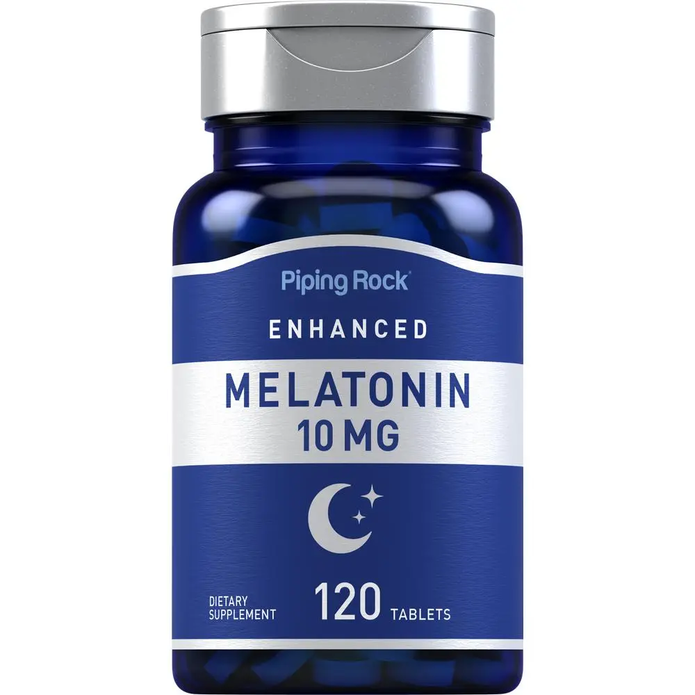 Piping Rock Melatonin 10mg | 120 Tablets | with L-Theanine | Adult Sleep Supplement | Extra Strength Formula | Vegetarian, Non-GMO, Gluten Free