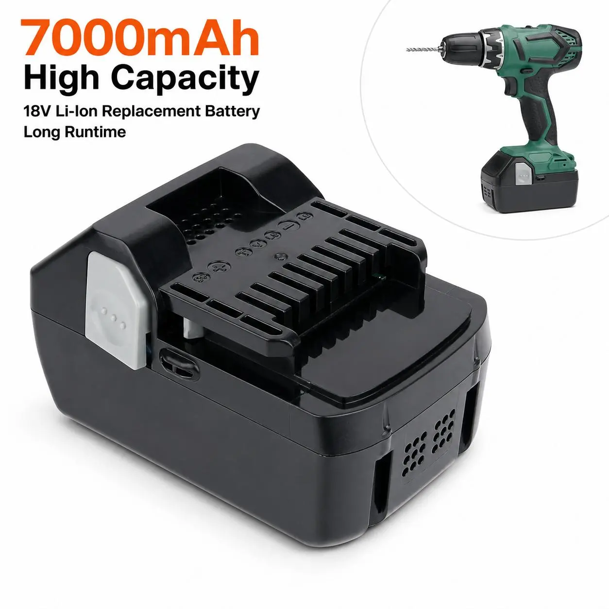 Upgraded 7.0Ah Replacement Battery for Hitachi 18V Li-ion, Compatible with BSL1830 RLL1810B EBM1830 Cordless Power Tools