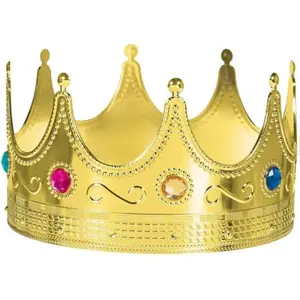 Luxurious Gold Royal Crowns 0.75 x 8 1 Pc Perfect for Parties Regal Decor Royalty Themed Events Dazzling Assorted Gems Durable Material Reusable Environmentally Friendly Set of 24