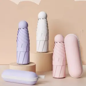 purse  umbrella Super Mini Portable Umbrella with UV Protection Capsule, Pocket Size for School and Travel, Ideal Household Accessory portable folding umbrella Cover 501Black close umbrella