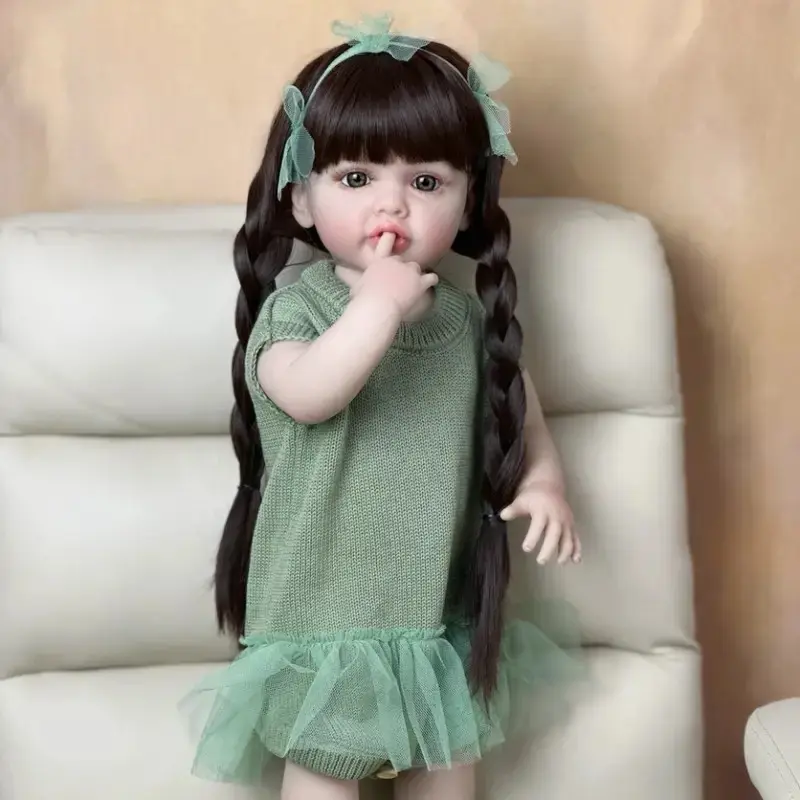 Rebirth doll 22 inches (about 55 cm) vinyl, realistic newborn doll, cute soft baby doll,  with realistic venous blood vessels, soft body, realistic doll, with clothes, suitable for birthday Christmas gifts, children over 3 years old