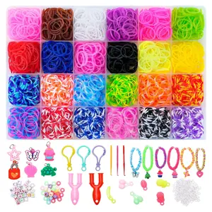 24 Color Rubber Band Bracelet Kit for Ages 6+ - Loom Bracelet Making Kit for Art and Craft with Assorted Rubber Band Colors