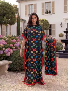 Women's Elegant Style Butterfly Print Shawl, Fitted Scarf for All Seasons, Sun Protection Silk Ribbon, Beach & Sand Coverage, Everyday Wear