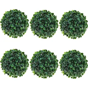 6 Pack 4.7 Inch Small Artificial Boxwood Topiary Balls Fake Faux Green Plant Balls for Home Table Garden Wedding Decor