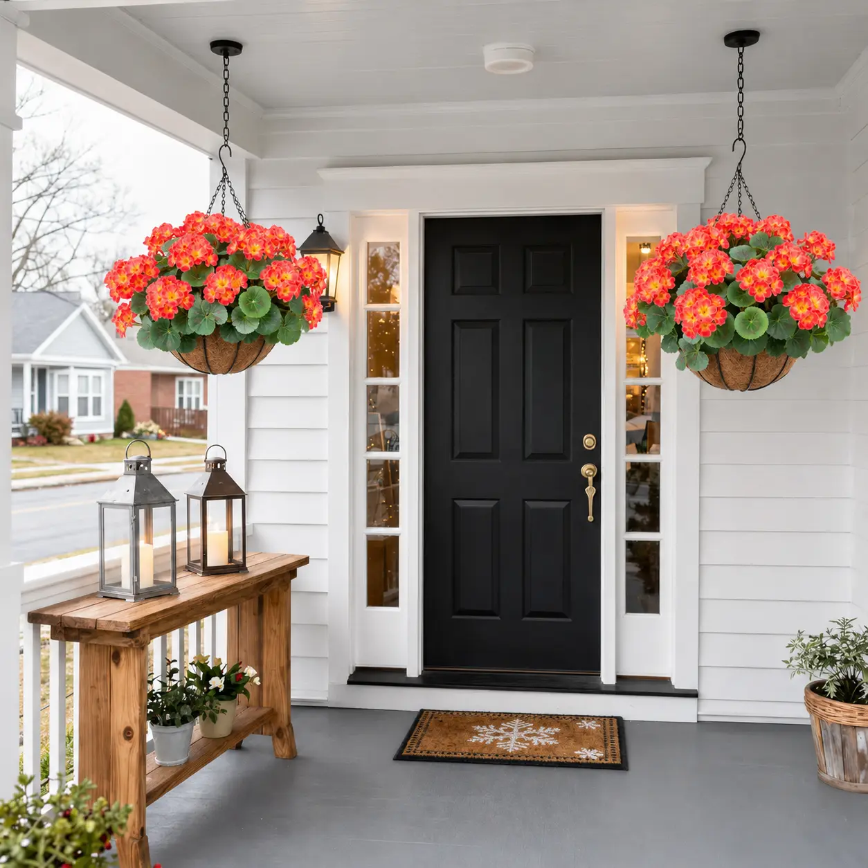 8-Pack UV-Resistant Decorative Artificial Begonia Flowers, Realistic Faux Outdoor Plants for Hanging Baskets, Window Boxes, Porch Daily Home Decor, Durable