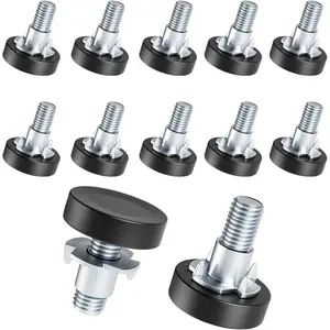 12 PCS 1/4" Thread Adjustable Furniture Leveling Feet, Threaded Screw-in Table Levelers with T-Nuts for Individual Height Adjustment