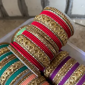 Size 2.10 - Golden Finish Metal Bangle Set, 26-Piece Bulk Pack for Jewelry Collection