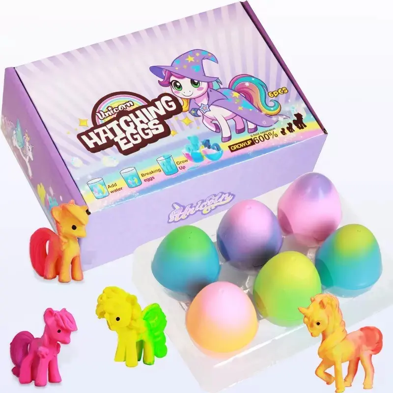 Unicorn Egg Hatch Capsule Kit, Rainbow Color Eggs with Unique Unicorns, Safe Fun Magic Transformation Toy, Perfect Christmas & Birthday Gift