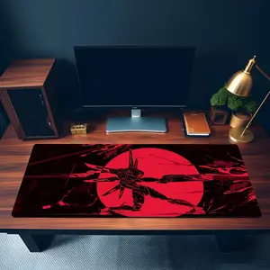 [ SALE UP 45% ] Anime Gaming Desk Mat Large Extended Mouse Pad Red Black Desk Pad Gamer Gift
