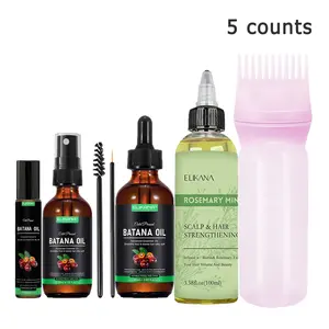Rosemary & Batana Essential Oil Set for Haircare, Infused with Peppermint Oil & Biotin, Moisturizing & Nourishing Formula for Dry & Frizzy Hair, Deeply Nourishes Scalp and Helps Hair Look Thicker, Smooth
