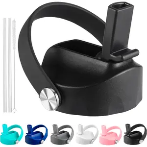 Straw Lid Compatible with 12 16 18 32 40 oz Wide Mouth ,  with Straw for Water Bottle Accessories, Replacement Straw Cap with Flex Handle for Hydroflask