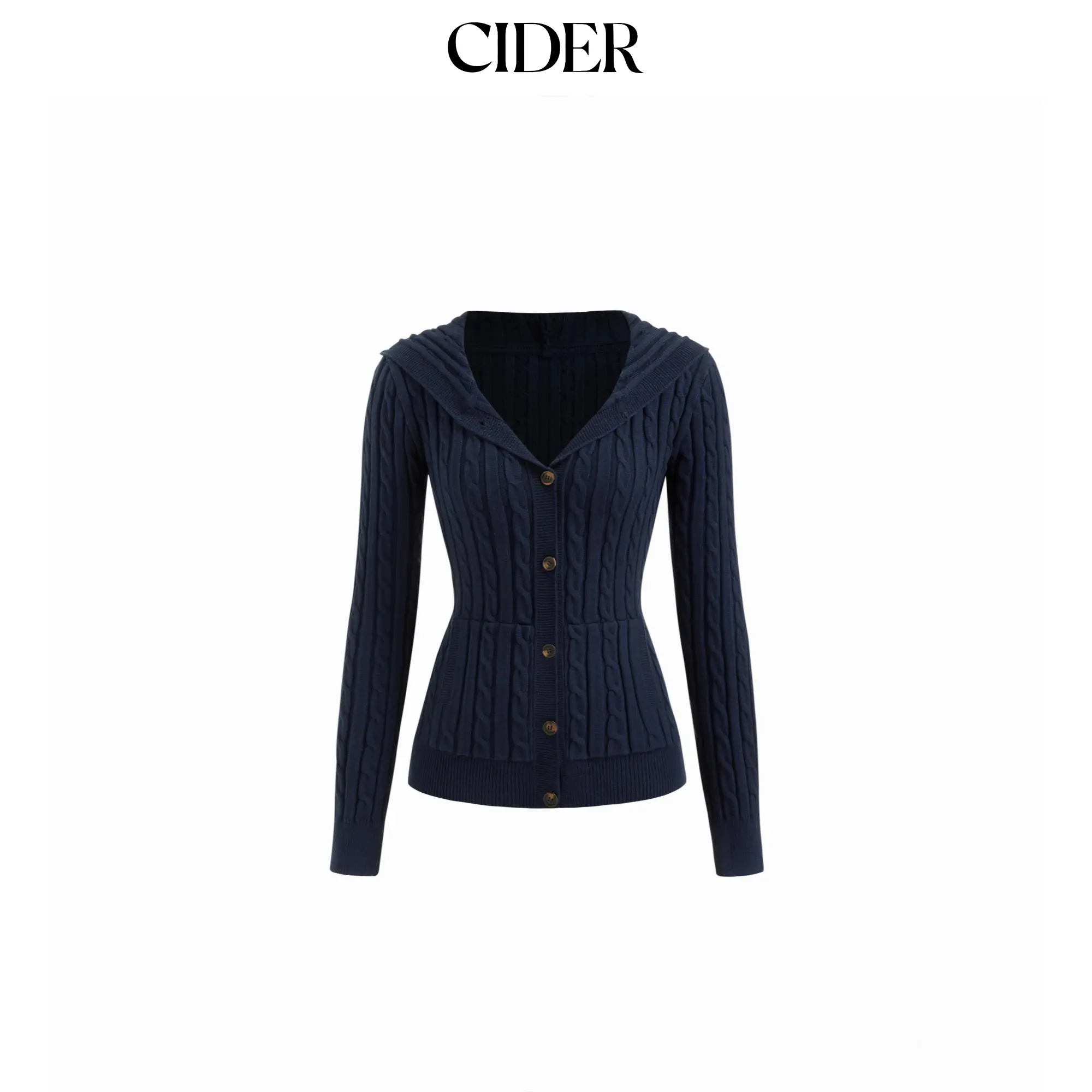 Cider Cable Knit Hooded Long Sleeve Cardigan