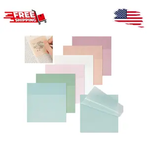 Transparent Sticky Notes, 6 Pads 3x3 Inch, 6 Colors Pastel Clear Self-Adhesive, 300 Sheets