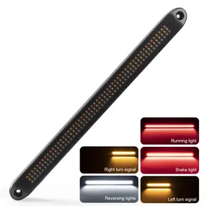 Trailer Tail Light Bar with 5-in-1 Running Stop Turn Signals Brake Reversing Lights 15 Inch 162 LED Red & Amber Sequential waterproof Strip for Trailers RV Truck Boat Pickup SUV