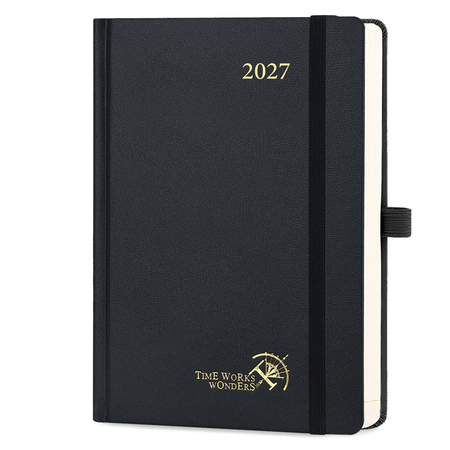 POPRUN 2027 12-Month A5 Hardcover Daily Planner (5.75"x8.5"), 365 Full Daily Spreads, Hourly Appointment Book with Pocket, Pen Holder, Contacts, Passwords, Birthdays + Notes, Budget + Expenses Tracker (cehbta5)