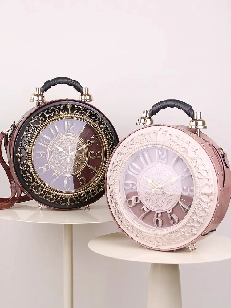 Women's Vintage Fashionable Crossbody Bag - Handbag Shoulder Bag, Water-Resistant PU Leather Pu Tote Satchel with Battery-Powered Clock, Secure Compartments, Ideal Gift