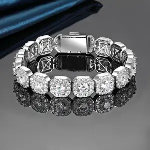 MDFUN 3-12MM Square Zirconia Halo Tennis Stack Bracelet Jewelry, 2 Colors Clarity, Hypoallergenic, Perfect Gifts for Men and Women, Hip Hop Style, Birthday, Engagement, Wedding Gifts, Party Accessories bracelet men banglesbracelets classic