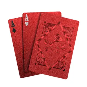 Red Rose PVC Playing Cards with Rose Pattern, 55PCS/Box Waterproof Durable Poker Deck, Shrink-Wrapped & Flexible Luxury Cards for Adults & Teenagers, Ideal for Party Games, Outdoor Activity & Game Night