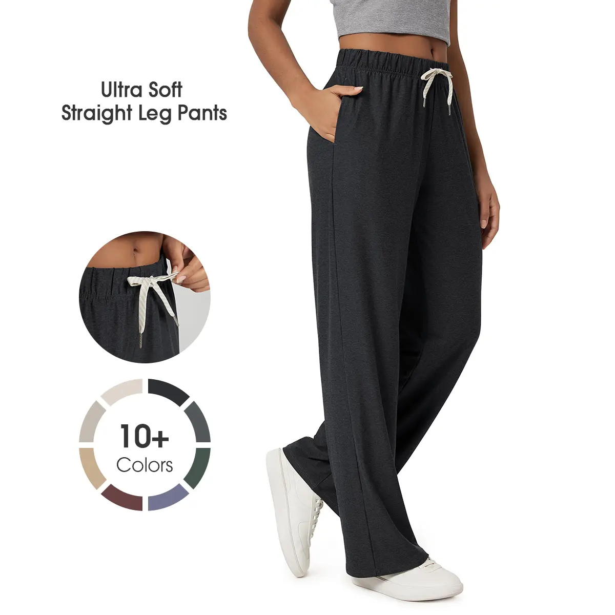 ODODOS Women's Straight Leg Jersey Pants - Ultra Soft odSTRATUM Tech, Light Fit, Sun-Ready, Everyday Relaxed Casual Pajama Lounge Pants with Pockets, 29/31 Inseam, Loungewear, Polyester Blend, Fabric, Athletic Fit, Fitted
