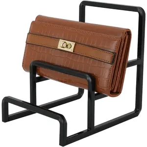 Wallet Display Rack Purse Stand, 3 Layer Display Riser Stainless Steel Metal Countertop Shelf Risers for   Boutique Retail Store Black