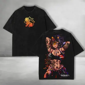 Limited Retro Dehya Genshin Impact Game Double Printed Vintage Washed Tee Unisex Oversize Heavyweight Cotton Manga Graphic Crewneck Soft Tops Natural Shade T-shirt Anime Gift