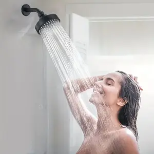 High-Pressure Wall-Mounted Shower Head, Luxurious Bathroom Pressure Boosted Shower with Strong Spray and Small Nozzle, Universal Fit, Polished Surface, Plastic Material