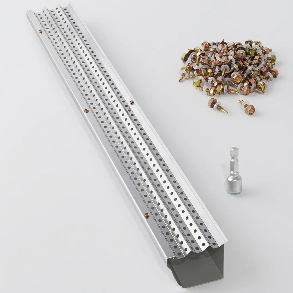 Aluminum Gutter Guard Mesh – 5 Inch Wide, 200FT Total, Corrosion-Resistant 0.275'' Holes, 0.02'' Thick, All-Purpose Fit for All Roof & Gutter Types, DIY Install, Screws & Tools Included