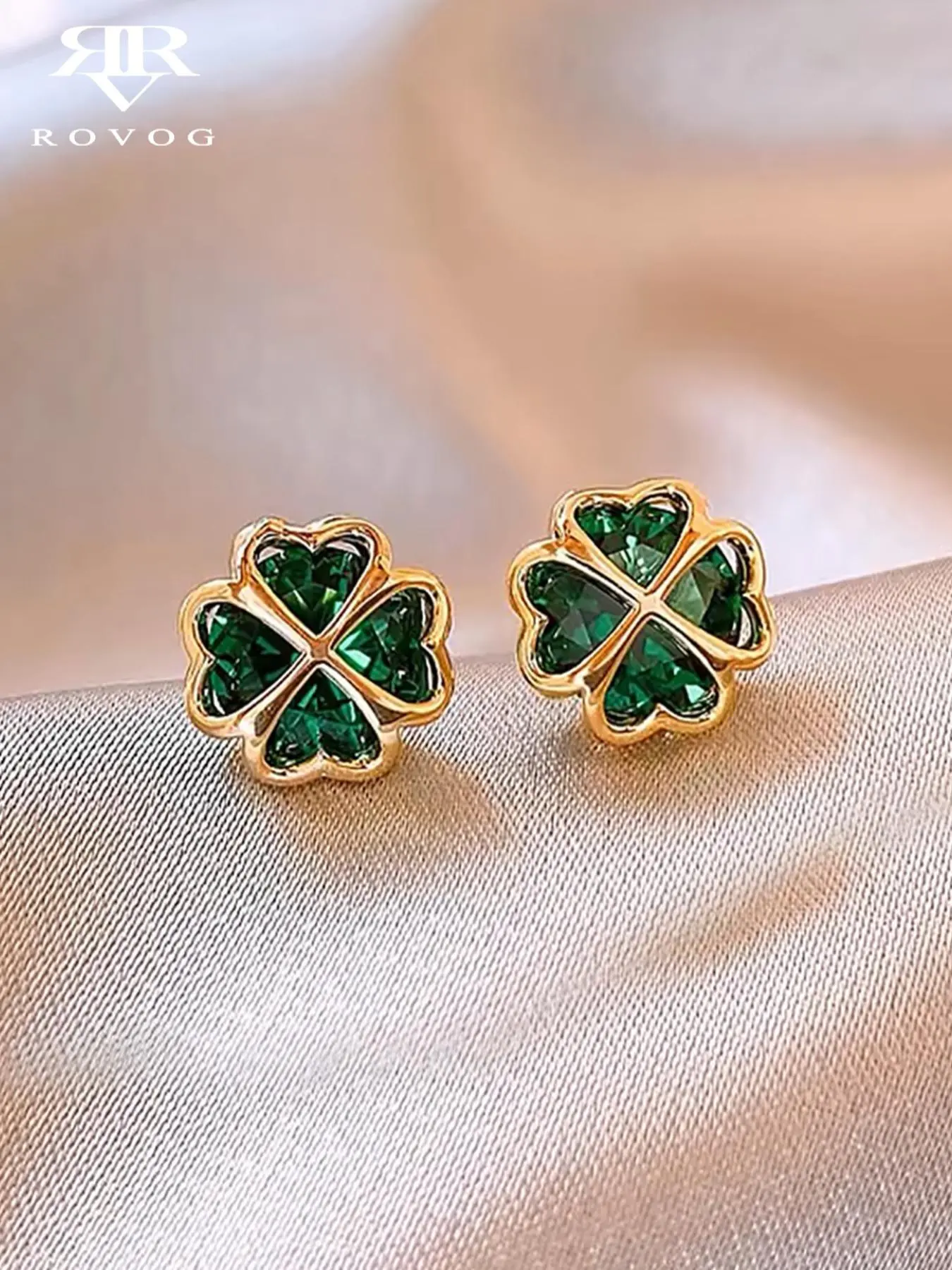 Four Leaf Clover Design Stud Earrings, Fashionable Jewelry for Women, Trendy All-match & Exquisite Jewelry for Birthday Gift, High Quality Earrings, Flower Stud Earrings, Studs Earrings