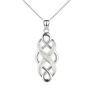 Irish Celtic Knot Creation Pendant Necklace, 925 sterling Silvery white necklace for men and women